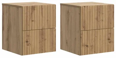 Produktbild von "2026 Moderne"Wandmontierter Nachttisch 2er-set elegantes Design - Nachtschrank - für Schlafzimmer - Artisan-Eiche 33x34,5x40cm - Nachttische & -schränke BestMöbel 119303