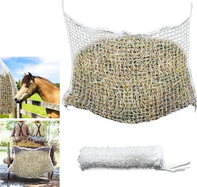 Produktbild von Jopassy Heunetz 160x90cm Heusack Netz Heutasche, Engmaschig 3x3 cm, Fütterung verbesserte Verdauung Heusack für Pferde Ziegen, Futternetz Füllmenge ca. 9Kg