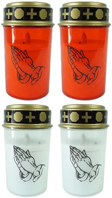 Produktbild von Grablichter weiß 2x und rot 2x Dauerbrenner Grablicht LED Kerzen flackernde Flamme LED Grabkerze mit Batterie Friedhofskerze Gedenkkerze Grablaterne Ewiges Licht