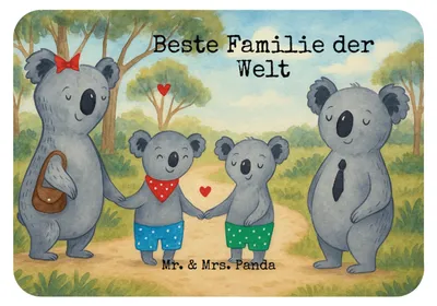 Produktbild von Mr. & Mrs. Panda Kühlschrankmagnet Koala Familie zwei Design - Weiß - Geschenk, Muttertag, Notizhalter, wandmagnet, magnet, Familienzeit, Familienleben, zettelhalter