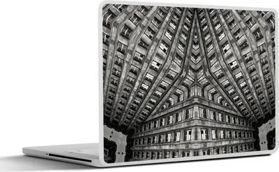 Produktbild von MuchoWow® Laptop Aufkleber Sticker Cover Kunst - Schwarz - Weiß - Psychedelisch 31x22.5 cm - Laptop-Deko