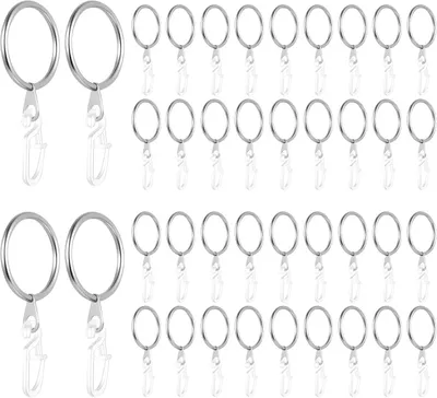Obrázok produktu pre Záclonové krúžky 30 mm, 80 kusov, pre sprchové závesy, strieborná
