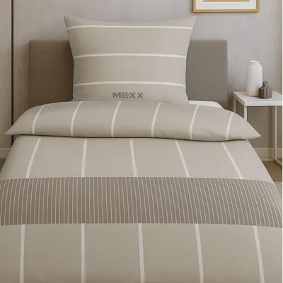 Produktbild von MEXX Bettwäsche unisex gestreift 135x200 80x80 cm aus 100% Baumwolle in Linon Qualität mit Reißverschluss Ganzjahresbettwäsche (braun / beige)