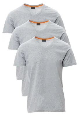 Produktbild von Mivaro Herren T-Shirt 3er Pack V-Ausschnitt Grau meliert - V-Neck Shirt aus 93% Baumwolle / 7% Viskose, Regular Fit, Basic Kurzarm, bis 5XL