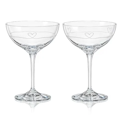 Produktbild von Sektschale Sektgläser Coupe DIAMOND HEART Kristallgläser 210 ml 2er Set Bohemia Crystalex