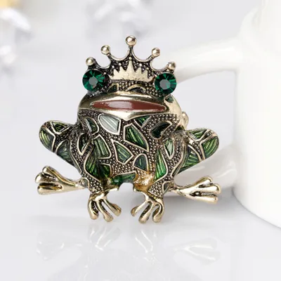 Produktbild von Brosche im Frosch-Stil, glänzende Strass-Emaille, modisches Kleid, Hut, Accessoire, Geschenk