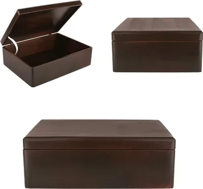 Immagine prodotto di Creative Deco XL Grande Marrone Scatola in Legno 40x30x14cm | con Coperchio | Contenitore Portaoggetti per Decorare Cassetta Attrezzi Portagiochi