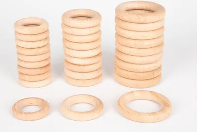 Immagine prodotto di TickiT 73919 Anelli in legno di faggio, diametro 70 mm, legno naturale, 10 pezzi