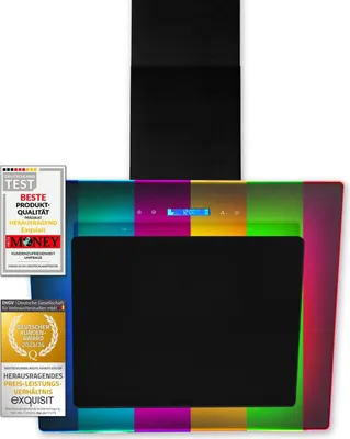 Produktbild von Exquisit  KFD 607-2 L Kopffrei-Dunstabzugshaube | Glasschirm | Rand beleuchtet | 7-Farben LED
