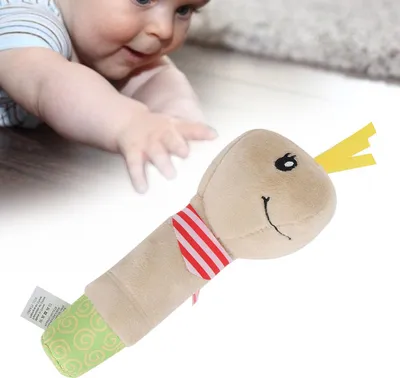 Produktbild von Niedliche Plüsch-Cartoon-Tier-Babyrassel, Handglocken, Komfortspielzeug für Kinder, Babyschildkröte