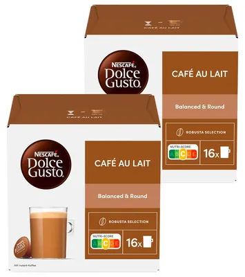 Image de Nescafé Dolce Gusto Cafe Au Lait 2x16 Pods Le plaisir du café, pack de 2