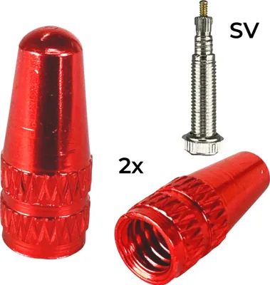 Produktbild von 2 x F26 Fahrrad Alu Ventilkappen SV Presta / Französisch Rot