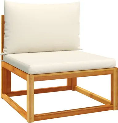 Image de vidaXL Canapé de jardin sans accoudoirs avec coussins bois acacia & rotin