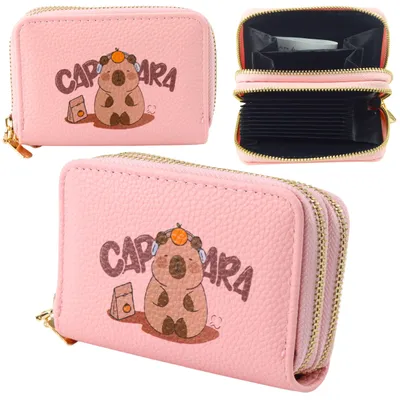 Productafbeelding van Portemonnee met twee compartimenten en kaartvakken Capibara Roze 12,5 X 8,5 cm