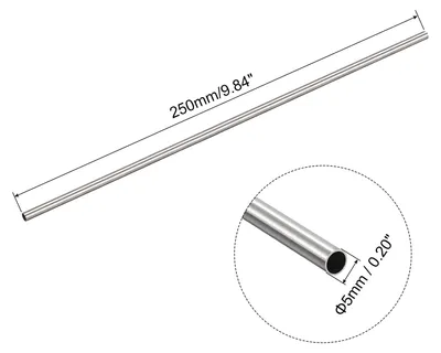 Produktbild von 304 Edelstahl Rohr 5mm Au?endurchmesser, Runde Nahtlose Edelstahlrohr 0,3 mm Wandst?rke, Edelstahl Gerade Rundrohr 250mm L?nge, Silber Metallrohr fš¹r Industrie Heim Gartendeko
