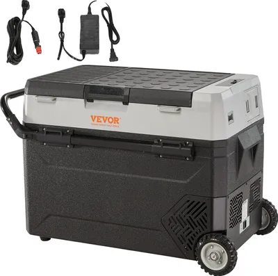 Obrázok produktu pre Automatická chladnička 12 V, kapacita 40 QT, dvojzónové chladenie, teplotný rozsah -4 °F až 50 °F, energeticky úsporná, prenosný dizajn