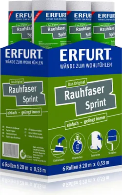 Produktbild von 6 Rollen ERFURT Rauhfasertapete SPRINT, 20 m x 0,53 m