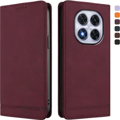 Image de Etui pour Xiaomi Redmi Note 14 Pro 4G, étui rétro en cuirPolyuréthaneavec support et fentes pour cartes de crédit Rouge