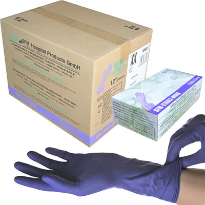 Produktbild von SFM ® STABLE WORK : M Nitrilhandschuhe LANG pf F-tex ACC-frei blau (1000)