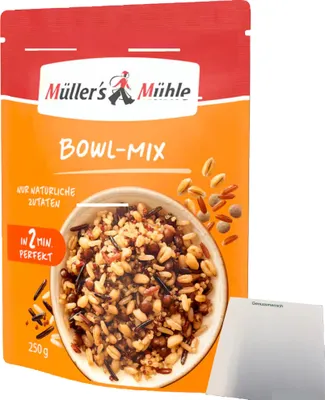 Produktbild von Müller's Mühle 2 Minuten Reis Bowl-Mix (250g Beutel) + usy Block