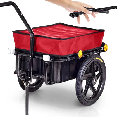 Obrázok produktu pre SAMAX nákladný príves / príves na bicykel pre 60 kg / 70 litrov so spojkou v červenej farbe