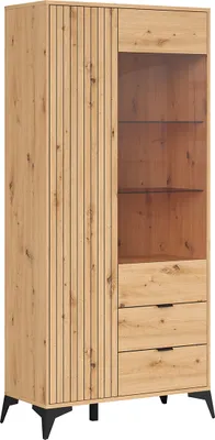 Produktbild von Geschirrschrank Mao mit 2 Schubladen und 2 Türen, Holzoptik, 197cm