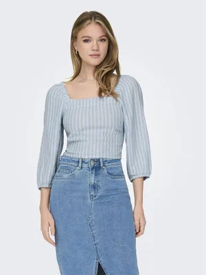 Produktbild von Only Caro Bal Linen 3/4-arm T-shirt Grau M Frau Grau M