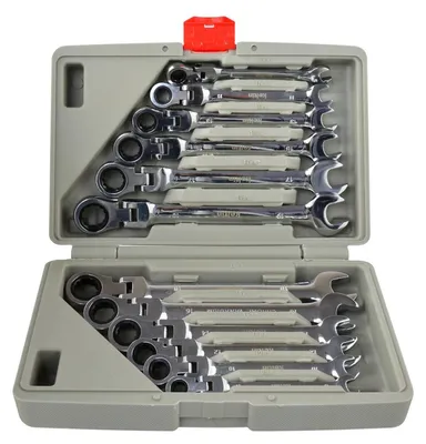 Obrázok produktu pre Sada kombinovaných račňových kľúčov s kĺbom, 8 - 19mm, 12ks, Keltin