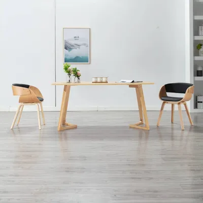 Produktbild von The Living Store Esszimmerstühle 2 Stk. Schwarz Bugholz und Kunstleder