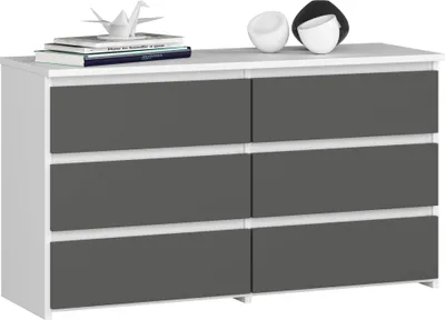 Produktbild von Akord Kommode 6 Schubladen Weiß/Graphitgrau 100X35X57 Cm
