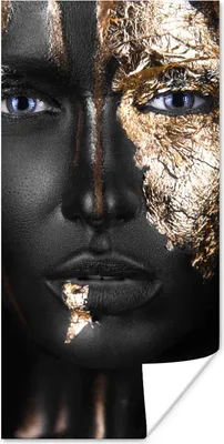 Produktbild von MuchoWow® Poster Frau - Schwarz und Gold 20x40 cm - Plakat - Foto