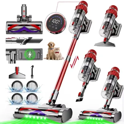 Produktbild von Authmic Akku Staubsauger, 85000Pa/80Mins/750W Staubsauger Kabellos mit Smart Display , 50dB Ultraleiser Staubsauger mit Anti-Tangle-Bürste, 3 Saugmodi