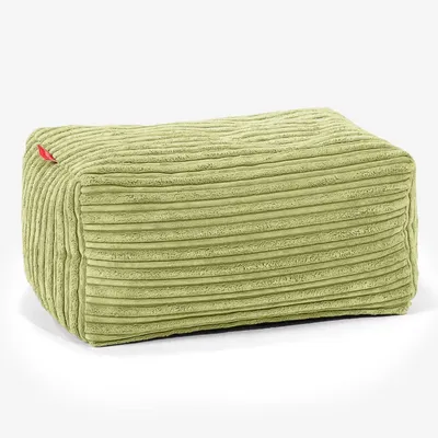 Productafbeelding van Voetenbankje Corduroy - Poef Ottomaan - Ontspanning Comfort - Kindveilige Rits - 35 x 45 x 20 cm - Limoengroen