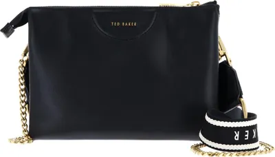 Image de Ted Baker Cuir sac à épaule bandoulière sac à épaule Esille Webbing Crossbody Bag Black noir