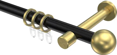 Produktbild von Interdeco Gardinenstange / Vorhangstange Schwarz / Messing-Optik, Typ Prestige Luino (Kugel), 20 mm Ø 1-läufig, 520 cm