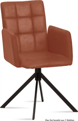 Produktbild von Armlehnstuhl (2er-Set) Drusi 52x91x60 Schwarz/Cognac