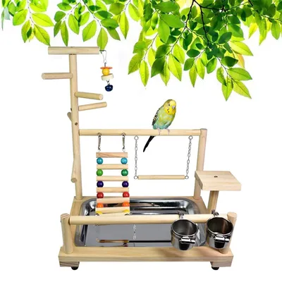 Immagine prodotto di Area giochi in legno per uccelli, con altalena e strutture per arrampicata - 37 x 26 x 44 cm