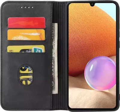 Immagine prodotto di Smartphonica Samsung Galaxy A32 4G custodia in ecopelle con chiusura magnetica e portacarte a libro - Nero