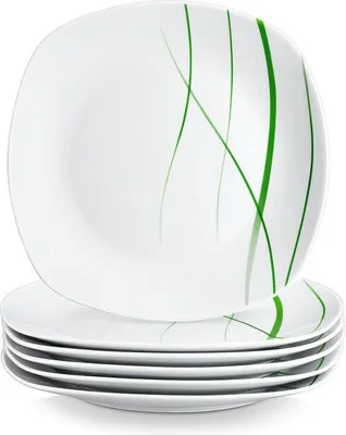 Image de Service de 6 assiettes en porcelaine, 24,7 cm de diamètre, pour 6 personnes