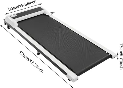 Produktbild von Leises Laufband - Walking Pad für Zuhause - 2,25 PS Kupfermotor - 100 kg Belastung - 1–6 km/h Geschwindigkeit - LED-Display - Fernbedienung - Weiß