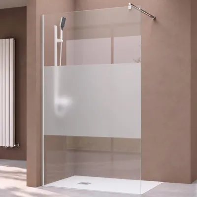 Produktbild von doporro Luxus Duschwand Duschabtrennung 110x200 Chrome Walk-In Dusche mit rechteckigem Stabilisator aus Echtglas 8mm ESG-Sicherheitsglas Bremen01MS