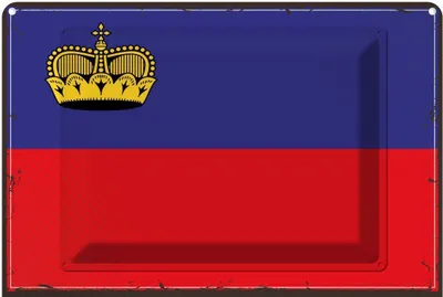 Produktbild von vianmo Blechschild 30x40 cm Liechtenstein Retro Flagge Fahne Wappen