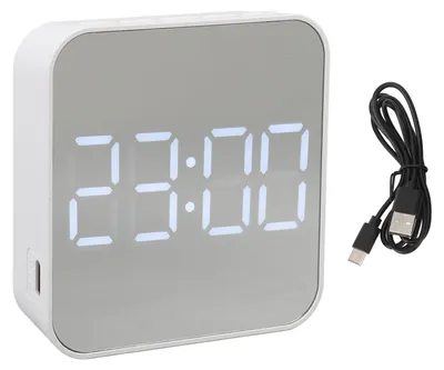 Obrázok produktu pre LED digitálne hodiny, 2 nastavenia budíka, multifunkčné, malé, elektronické, s displejom teploty a dátumu pre spálňu, kanceláriu, biele