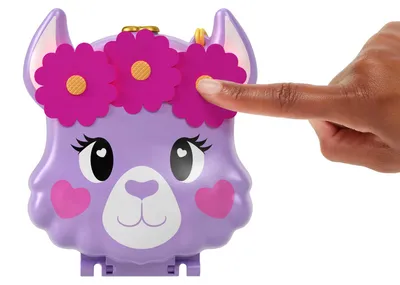 Produktbild von Polly Pocket Mini-Spielzeug, Camp Abenteuer Lama Schatulle Spielset mit 2 Puppen und Zubehör