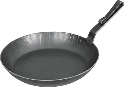 Image de TURK poêle à servir en fer forgé Ø28cm avec manche courbé et bord haut noir