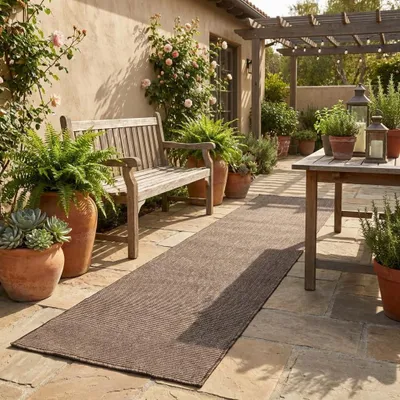 Läufer 60x300 cm taupe – Outdoor-Teppich für Terrasse & Flur
