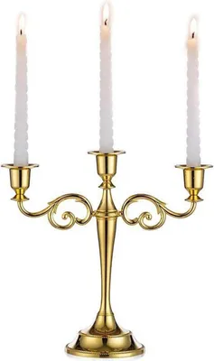 Zdjęcie produktu dla Sziqiqi Aluminiowy świecznik Złoty 3-ramienny Dekoracja stołu weselnego 11 * 27 cm
