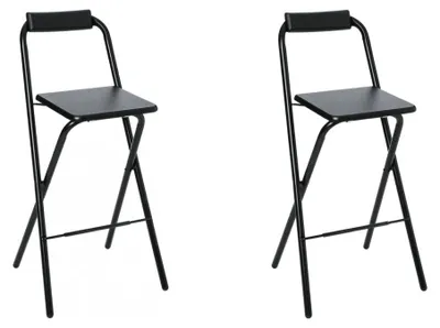 Image de Chaise de bar pliable - Lot de 2 - Noir - Louna