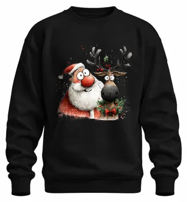 Obrázek produktu pro Father Christmas Reindeer Rudolph funny Christmas gift uni mikina, černá, M