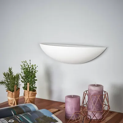 Produktbild von Lindby - Landhaus I Vintage I Rustikal Ländliche runde Wandleuchte aus Gips - Guilia I Wohnzimmer I Schlafzimmer - Rund - LED geeignet E27